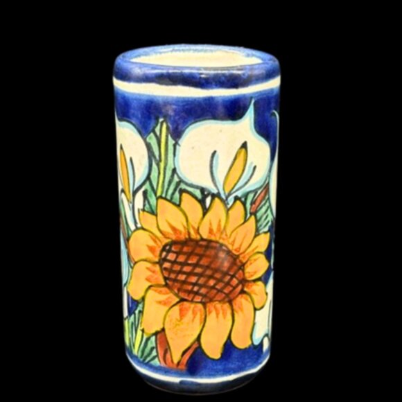 Mexican Talavera Pottery Other - Vintage Mexican Talavera Pottery Hand Painted Sunflowers Tumblers Drink Set 2